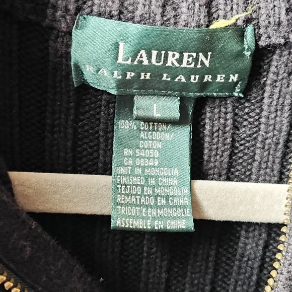 Ralph Lauren Womens L Black Zip Sweater - Picture 2 of 6